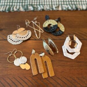 Francesca's Collections Assorted Earrings Set - Gold, Cream, Black